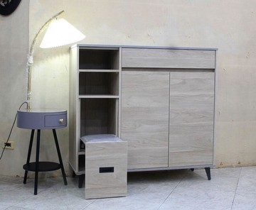 【歐風別館】巧心仿古梧桐色四尺鞋櫃【內建穿鞋椅~基隆至台中免運費】