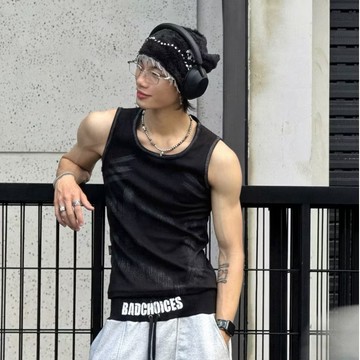 【FJstore】越南品牌 Badchoices 斑駁設計 Boxy 短寬 背心 無袖背心 坦克 打底 男生上衣