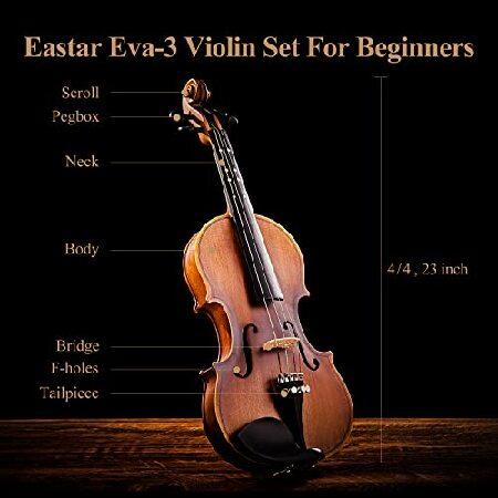Eastarバイオリン 単板 ソリッド バイオリンセット 弓2本 初心者にも上級のバイオリ並行輸入