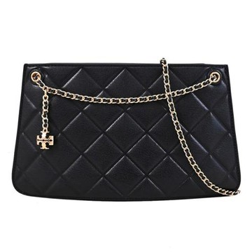 TORY BURCH 176623 Fleming Pochette 標誌吊飾鏈條晚宴包.黑