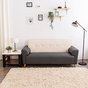 時尚屋 畢維斯三人座雙色實木骨架貓抓皮沙發 (共3色)臺製/免運免組