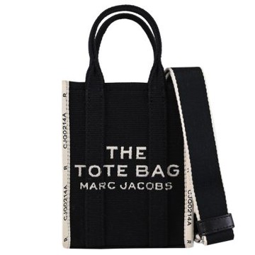 MARC JACOBS The Tote Bag 品牌電繡LOGO織布迷你兩用/托特包(黑)