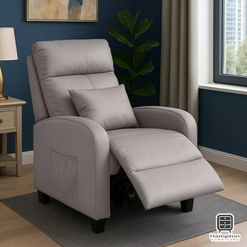 【Hampton 漢汀堡】麥克休閒躺椅-卡其灰(含腰枕)