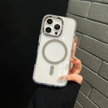 雙層防摔磁吸大孔適用iPhone16ProMax手機殼15蘋果13保護套14無線充電透明12新款鏡頭防摔高檔全包軟邊