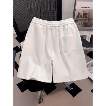 WASSUP夏季美式抽繩白色男女款休閑風五分褲可愛小新印花運動短褲