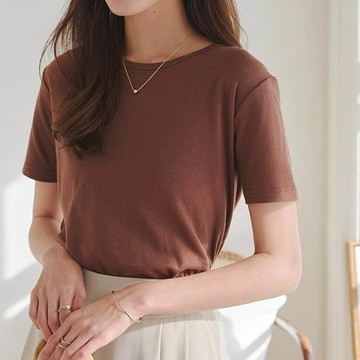 日本 Kobe Lettuce - 究極百搭舒適混棉T恤-(可選袖長)-棕