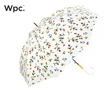 Wpc.｜草莓油畫風波浪傘簷手動晴雨兩用長傘-白 (直傘/自動傘) 官方直營