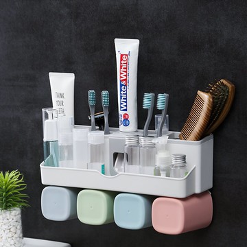吸壁式牙膏牙刷置物架抖音牙刷架牙膏擠壓神器全自動擠牙膏器套裝
