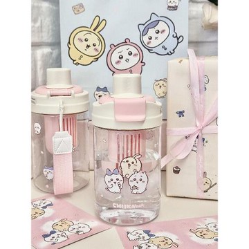 吉伊卡哇新款櫻花杯烏薩奇水杯吸管杯小八吉伊chiikawa雙飲杯子