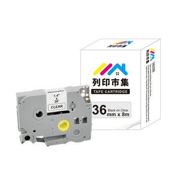 BROTHER 【列印市集】副廠 相容標籤帶 for TZ-161 / TZE-161 透明底黑字 / 36mm