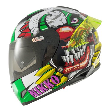 【新品訂購】NIKKO N802S II  厄夢馬戲團 笑魘G 黃綠 全罩式安全帽 (內藏墨鏡)【此商品非現貨下單7~14個工作天到貨，如有急用請勿下單或連繫LINE客服確認庫存】