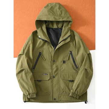 山系戶外防風防水工裝夾克外貿男裝春季戶外連帽登山沖鋒衣外套潮