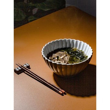 日式釉下彩可愛貓咪面碗7英寸花邊陶瓷湯碗家用網紅個性吃飯餐具