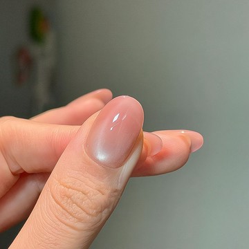 👍️台灣出貨👍️手工裸色玻璃珠貓眼可拆卸ins手工穿戴甲裸粉漸變溫柔顯白短款店長嚴選