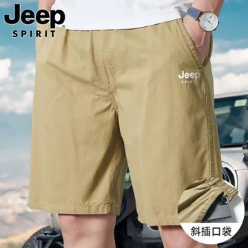 JEEP吉普純棉五分褲男士夏季薄款中青年寬松大碼休閑夏天短褲潮流
