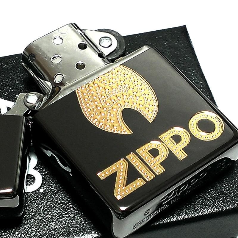 ZIPPO ロゴ 炎 ジッポ ライター エッチング彫刻 エンボス加工 ブラック