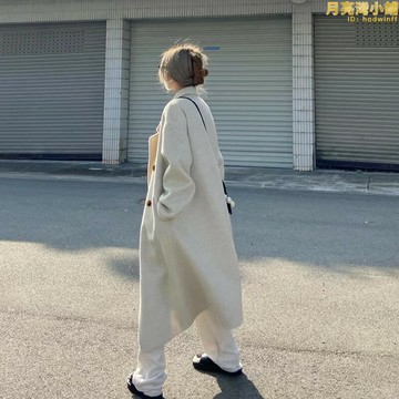 2023秋冬款大尺碼女裝胖mm顯瘦羊絨毛呢外套厚高級感赫本風呢子大衣