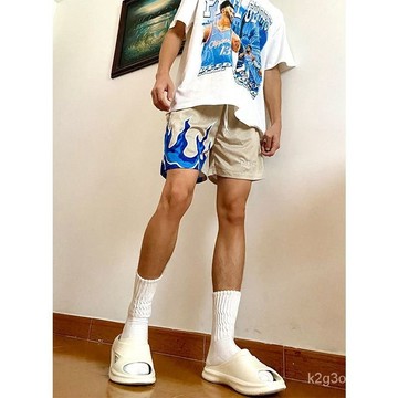 KI火燄聯名夏季美式籃球短褲男運動速幹透氣跑步健身四分訓練球褲 運動褲 速幹褲 運動休閒褲 籃球褲 訓練褲 短褲 球褲