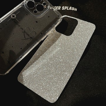 台灣出貨❤銀色閃粉卡紙蘋果16背景膜11高級感8p適用iPhone13手機殼15promax