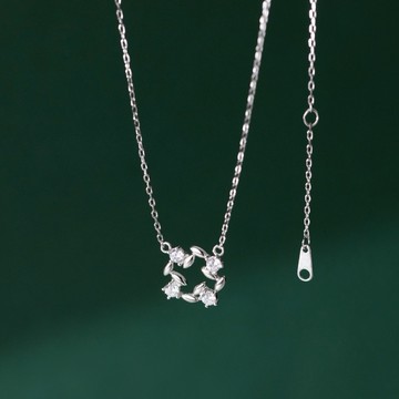 🧡限時免費刻字『LINE禮物獨家』【OCTOBER 16Th】S925純銀森林系花環鋯石項鍊鎖骨鍊 開運 生日禮物 閨蜜禮物 情人節禮物 交換禮物 客製化禮物 MAR 23