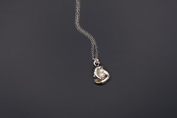 花系列-抽象花包小珍珠925銀項鍊