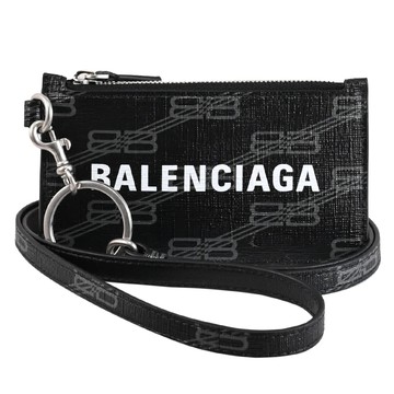 BALENCIAGA 巴黎世家 594548 品牌LOGO印花頸掛證件零錢包.黑
