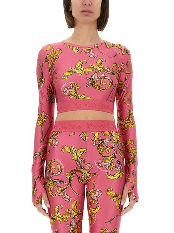 versace jeans couture "outline baroque" short top