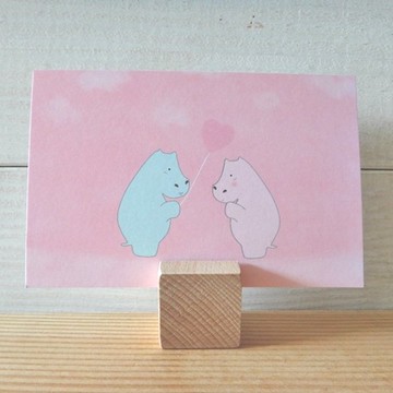 Mr.Hippo Hippo 情人節卡片/河馬先生/粉紅心型氣球