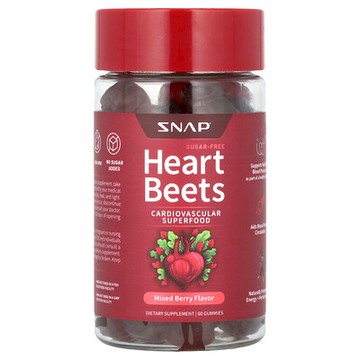 Snap Supplements, Heart Beets，什錦漿果味，60 粒軟糖