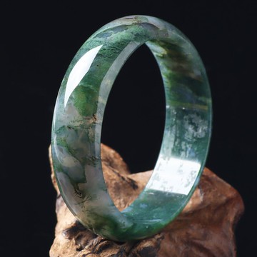 異象級-高冰透水草瑪瑙手鐲女款 簡約圓形水晶鐲子飾品 福利回饋