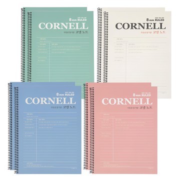 PINKFOOT 線圈康乃爾筆記本組，8本，8 mm橫線  薄荷綠色 + 象牙白色 + 藍色 + 粉紅色  2組