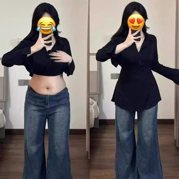 大碼女裝Polo領長袖T恤女秋季新款胖mm修身顯瘦收腰打底上衣240斤大尺碼女裝