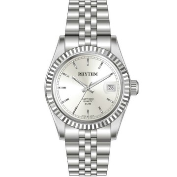 Rhythm 日本麗聲鐘時針 時尚風日期顯示機械腕錶 (RQ1611S07) 銀 / 29mm｜樂天全館特惠中★指定刷卡回饋10%