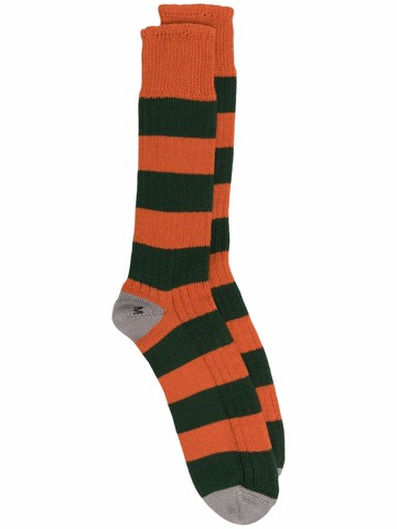 Mackintosh - striped cotton socks - men - Cotton - M - Orange