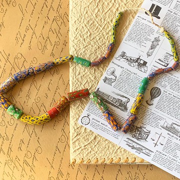 台灣 早期排灣族手工琉璃珠項鍊 │古樸圖騰 古著搭配 穿搭良品