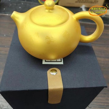 （萬人好評回購）（2025爆款）【台灣現貨】紫砂壺 萬福金壺原礦釉茶壺泡水壺汝窯小茶壺迷你黃銅手把禮品logo