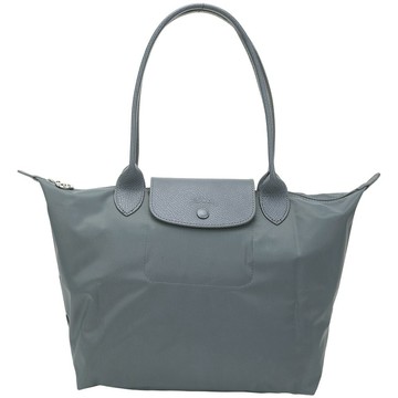 LONGCHAMP Le pliage One 中型 長提把肩背摺疊純色水餃包(M/煙灰色)