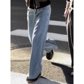 藍色牛仔褲女2023秋季新款設計感小眾超闊腿褲寬松顯瘦垂感拖地褲