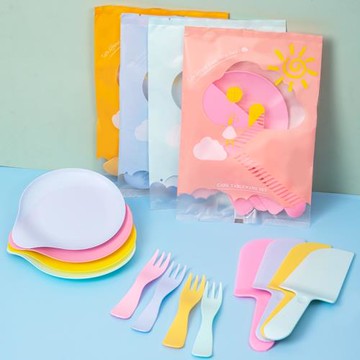 生日蛋糕餐盤刀叉套裝一次性水滴盤子蛋糕刀叉餐具三合一組合批發