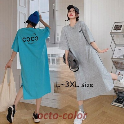ワンピース ロンT Tシャツワンピース 40代 春夏 半袖 ロング丈 綿 ワンピース レディース 体型カバー 着痩せ 大きいサイズ 韓国風 ゆったり 20代 30代