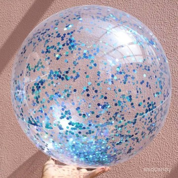 【臺灣-出貨】充氣透明亮片沙灘球網紅拍照道具拍拍球親子活動水上運動玩具