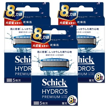 Schick 舒適牌 水次元5 PREMIUM刮鬍刀頭  8入  3盒
