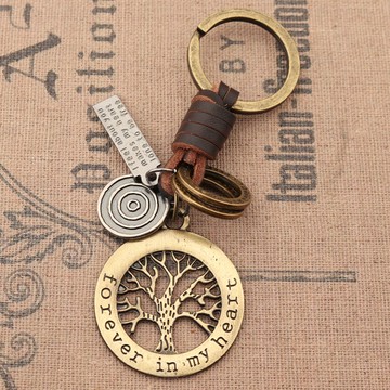 生命之樹復古浮雕鑰匙扣精美男女包包掛飾品合金個性汽車掛件
