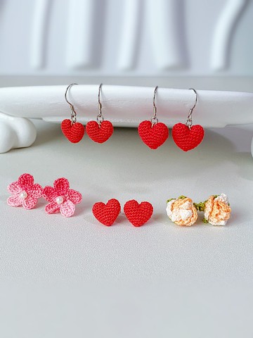 微鈎各式可愛耳環針織 鉤織