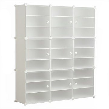 宏拓科技有限公司 側開式組合鞋櫃 3列9層 塑膠金屬材質  白色  1個