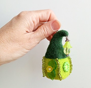 绿色小房子羊毛毡装饰品 * 钥匙扣 * 钥匙圈 * 包魅力 * 家居装饰