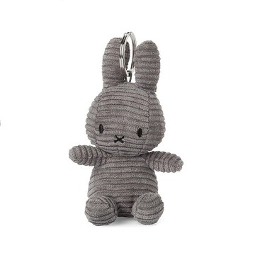 荷蘭 Bon Ton Toys | Miffy 米飛兔 燈芯絨 鑰匙圈 灰色 10cm