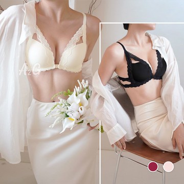 A2G®【情欲花語】深V前扣式•鏤空蕾絲美背無鋼圈︙A-C罩杯︙8692