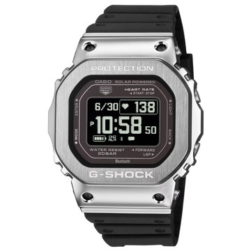 【CASIO 卡西歐】G-SHOCK G-SQUAD  藍芽太陽能電力 日常訓練 運動健康理念錶款 GM-H5600-1 黑_44mm