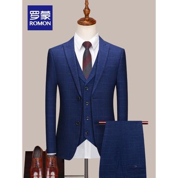 羅蒙商務紳士結婚西服套裝男2025秋季新款休閑百搭修身職業工裝NX